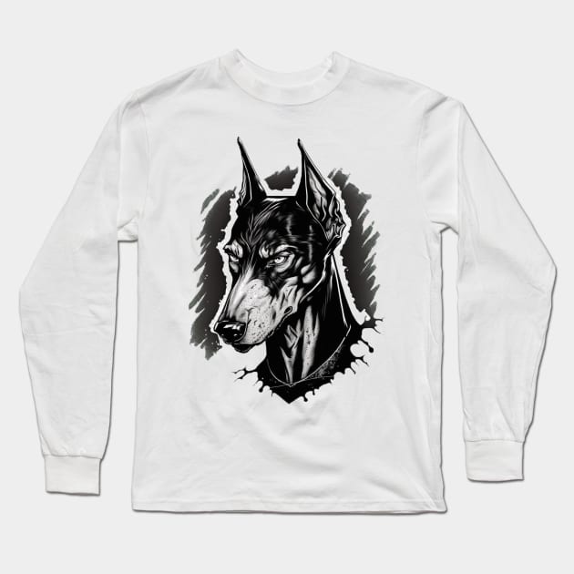 Vicious Doberman Long Sleeve T-Shirt by Newtaste-Store